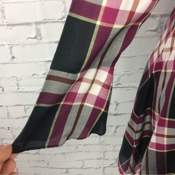 Loft Plaid Tie Back Dress, Size 12 - Picture 5 of 14